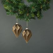 Meri Glass Diamond Drop Bauble (S/4)