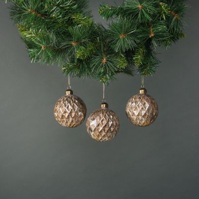 Lorelle 8cm Glass Bauble Brushed Gold (S/4)