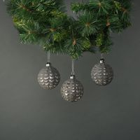 Naida 8cm Glass Acorn Bauble Pewter & Silver (S/4)