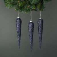 Marin Glass Icicle Bauble Blue (S/4)