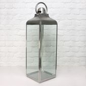 Matt Silver Bradgate Lantern (H77.5 x 24 x 24cm)