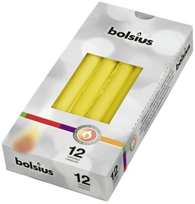 Bolsius Tapered Candle  (245/24mm), Individually wrapped in cello box12 - Yellow