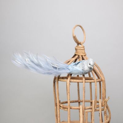Silver Lyre Bird Silver Glitter w/clip