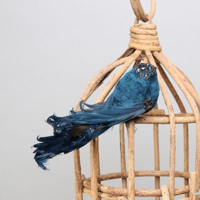 Blue Showfeather Bird w/clip