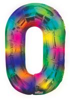 Number Balloon - 0 - Rainbow (34 inch)