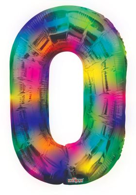Number Balloon - 0 - Rainbow (34 inch)