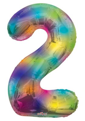 Number Balloon - 2 - Rainbow (34 inch)
