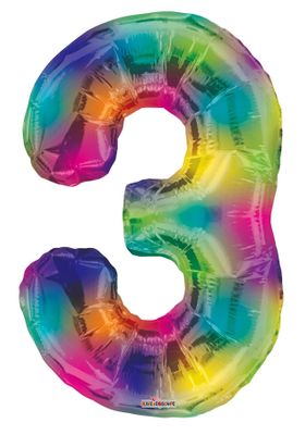 Number Balloon - 3 - Rainbow (34 inch)