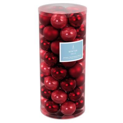 Burgundy 8cm Plastic Ball in tube (matt,shiny,glitter) x 40