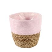 19cm Round Two Tone Seagrass and Pink Paper Basket