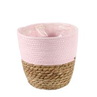 19cm Round Two Tone Seagrass and Pink Paper Basket