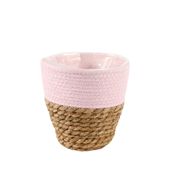 16cm Round Two Tone Seagrass and Pink Paper Basket