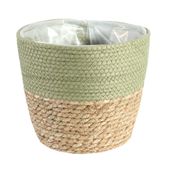 23cm Round Two Tone Seagrass and Green Paper Basket