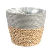 23cm Round Two Tone Seagrass and Grey Paper Basket