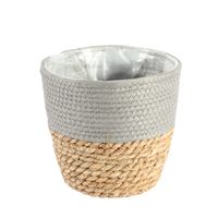 19cm Round Two Tone Seagrass and Grey Paper Basket