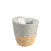 16cm Round Two Tone Seagrass and Grey Paper Basket