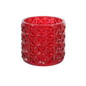 Red Geometric Cylinder Votive Candle Holder