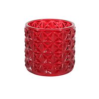 Red Geometric Cylinder Votive Candle Holder