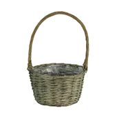 27cm Round Grey Willow Basket w/ Handle (12)