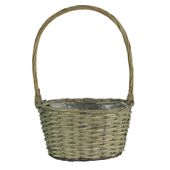 30cm Oval Grey Willow Basket w/Handle (12)