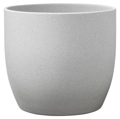 Basel Stone Ceramic Pot Light Gray Stone Effect 12cm