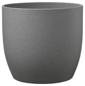 Basel Stone Ceramic Pot Dark Gray Stone Effect 14cm