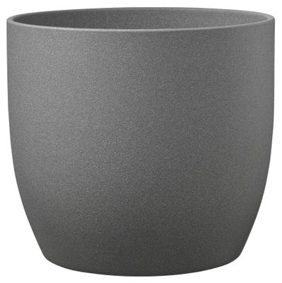 Basel Stone Ceramic Pot Dark Gray Stone Effect 21cm