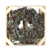 38cm Pinus Nigra Silver Touch Wreath w/preserved branch (1/6)