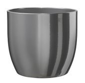 Basel Glamour Ceramic Pot - Shiny Silver 16cm