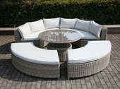 Rowena Rattan Day Bed with Table and Benches