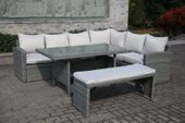 Rowena Rattan Sofa, Table and Bench Set