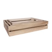 S/3 Natural Wood Trays w/handle (1/8)