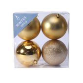 Gold Shatterproof Baubles (10cm) (4 pieces)