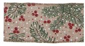 Natural green spruce and red berry ribbon 63mm x 10 yrds