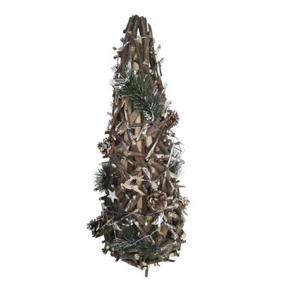 Wooden Decorative Christmas Twig Tree with Lights (60cm)