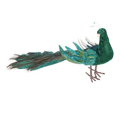 Green / Blue Velvet / Feather Peacock ORN17112