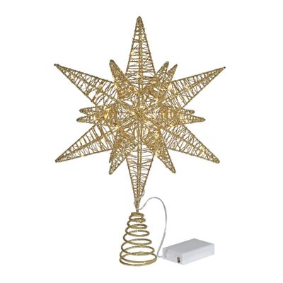 39Cm Multi-Pointed Star Tree Top  - Gold