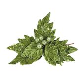 Velvet Poinsettia with Glitter edge Green
