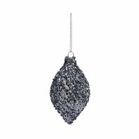Bauble Glass Midnight blue sequin teardrop 120MM  