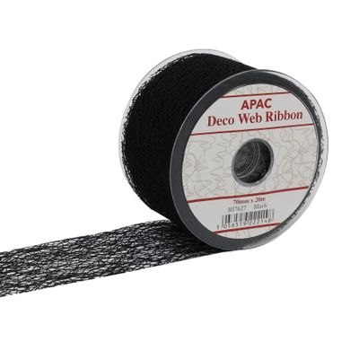 70mm x 20m Black Deco Web Ribbon (6/72)