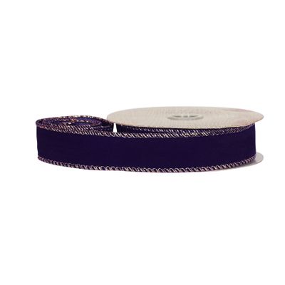 Purple Velvet Ribbon With Wire Edge 25mm x 10yd