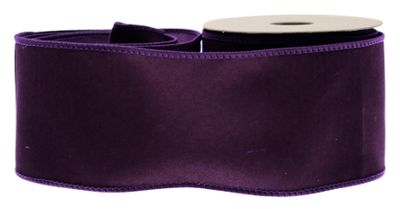 Purple Velvet Ribbon With Wire Edge 100mm x 10yd