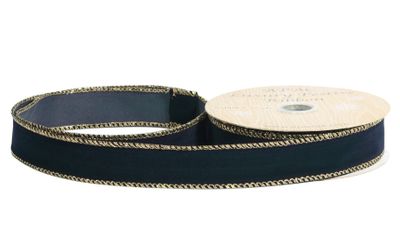 Navy Velvet Ribbon With Wire Edge 25mm x 10yd