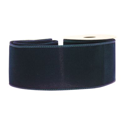 Navy Velvet Ribbon With Wire Edge 63mm x 10yd