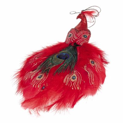 Red Peacock with Clip 30cm