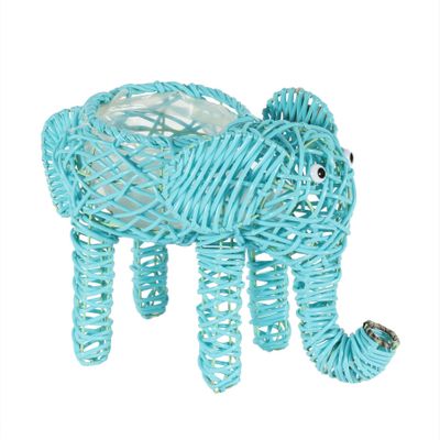 Blue / Grey Wire Elephant Planter (36)