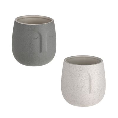 Dakota Face Sand Finish Ceramic Pot 15cm 2 Assorted 