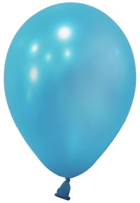 Light Blue Metallic Round Shape Latex Balloon - 5 inch - Pk 100