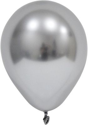 Silver Chrome Round Shape Latex Balloon - 6 inch - Pk 50