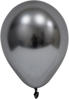Space Grey Chrome Round Shape Latex Balloon - 6 inch - Pk 50